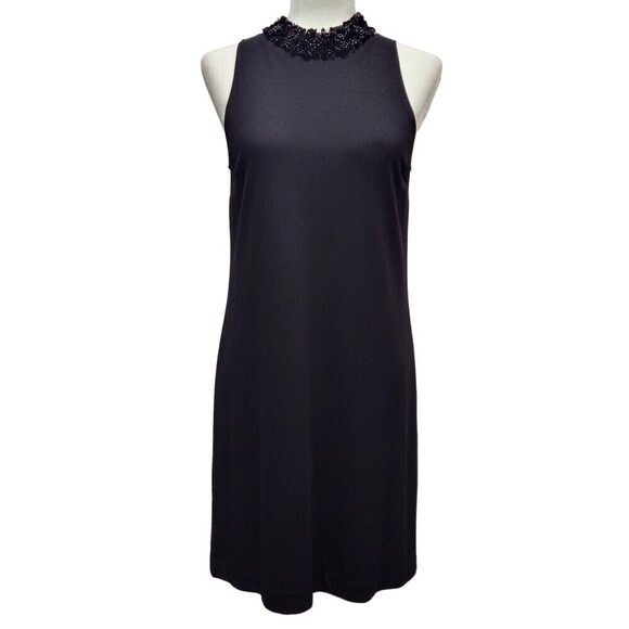 MAGGIE London Sleeveless Black Knit Beaded High Neck Collar Tank Cocktail Dress - Picture 1 of 9